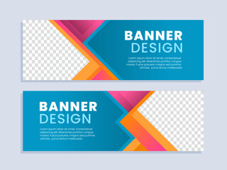 Business banner template with blue background