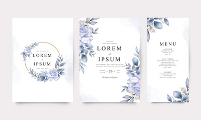 Elegant wedding invitation card template with watercolor floral