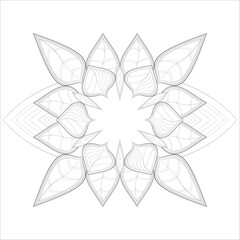 Zentangle drawing of flowers in black and white for coloring book. Hand Drawn Flowers for Adult Anti Stress of coloring page in Monochrome Isolated in white background