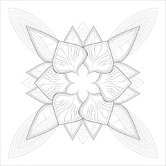 Zentangle drawing of flowers in black and white for coloring book. Hand Drawn Flowers for Adult Anti Stress of coloring page in Monochrome Isolated in white background