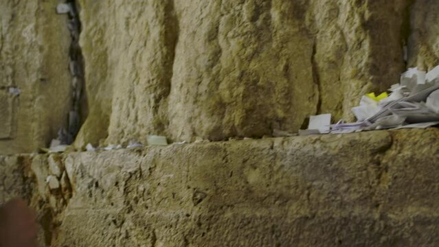 Prayer Notes On The Western Wall Of Jerusalem In Israel. - close up