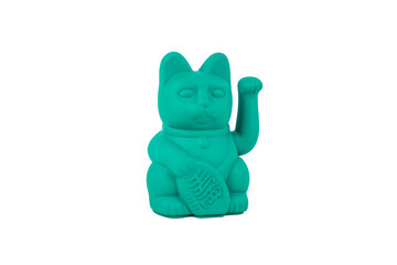 Maneki Neko Japanese Lucky Cat light green no background