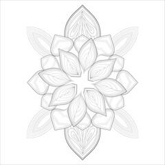 Colouring Page for Adult for Fun and Relaxation. Hand Drawn Sketch for Adult Anti Stress. Decorative Abstract Flowers in Black Isolated on White Background.-vector