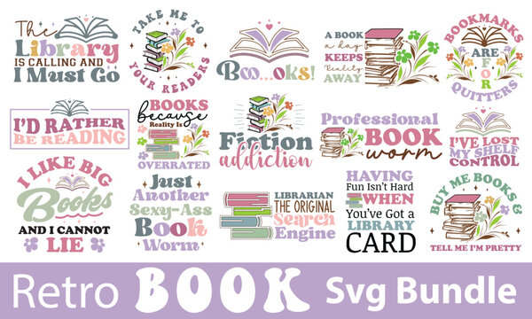Retro Book SVG bundle.