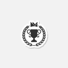 Winner cup and laurel wreath sticker icon