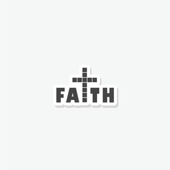 Faith icon sticker. Christian cross logo
