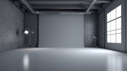 A bright gray background with soft light studio, generative ai
