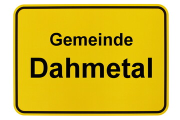 Illustration eines Ortsschildes der Gemeinde Dahmetal in Brandenburg