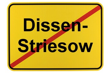 Illustration eines Ortsschildes der Gemeinde Dissen-Striesow in Brandenburg