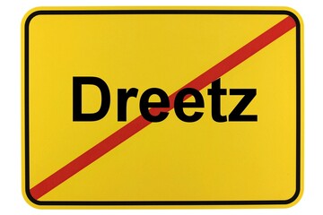 Illustration eines Ortsschildes der Gemeinde Dreetz in Brandenburg