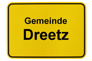 Illustration eines Ortsschildes der Gemeinde Dreetz in Brandenburg