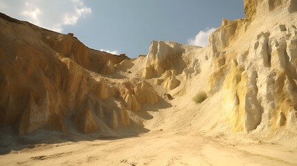 Fototapeta na wymiar Goldmine in the desert, wide angle, hyper realistic