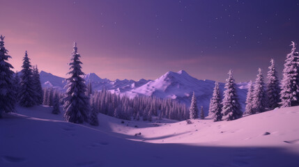 Fototapeta na wymiar A snowy field surrounded by mountains. generative ai