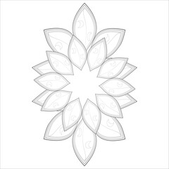 Hand Drawn Flowers for Adult Anti Stress of coloring page in Monochrome Isolated on White Background.-vector
