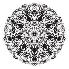 Swirl Mandala white background. Doodle ornament pattern design for the colouring page.Colouring book page. Circular mandala hand draw vector illustration
