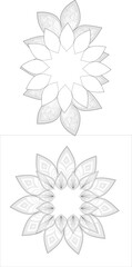 Fototapeta premium Hand Drawn Flowers for Adult Anti Stress of coloring page in Monochrome Isolated on White Background.-vector