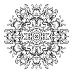 Ornamental Mandala Ethnic decorative element. Hand drawn backdrop Islamic,  Indian, and Ottoman motifs. Boho style Vector for colouring page for adults