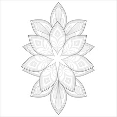 Hand Drawn Flowers for Adult Anti Stress of coloring page in Monochrome Isolated on White Background.-vector
