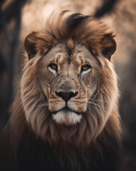 Obraz na płótnie Canvas Portrait of the african lion close up