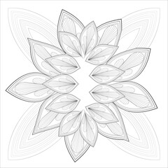 Hand Drawn Flowers for Adult Anti Stress of coloring page in Monochrome Isolated on White Background.-vector