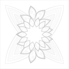 Hand Drawn Flowers for Adult Anti Stress of coloring page in Monochrome Isolated on White Background.-vector