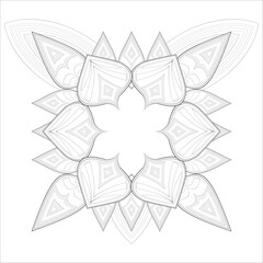 Hand Drawn Flowers for Adult Anti Stress of coloring page in Monochrome Isolated on White Background.-vector