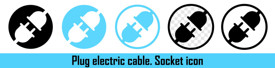 Electirc plug. Plug with socket. Device charging plug. Charging the device or connecting to electricity. Vector