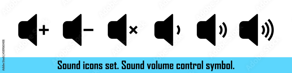 Poster increasing or reducing the volume. the lower or higher volume. muting the sound on tv. different sig