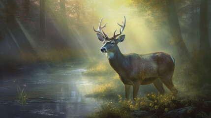 Image of wildlife animal with beautiful moody background, generative ai