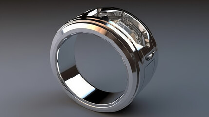 High-tech ring made from steel, generative ai