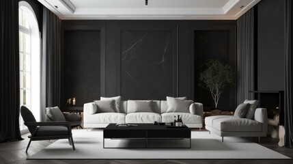 Stylish Interior Design Background. Luxury Living Room. Generative AI.
