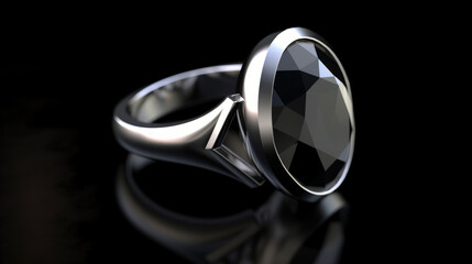 Minimalistic and modern magical white gold ring with diamond, generative ai