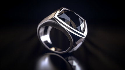 Minimalistic and modern magical white gold ring with diamond, generative ai