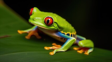Macro photograph of a Red-eyed tree frog. Generative AI