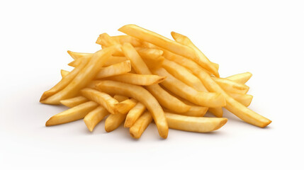 French fries on white background, generative ai