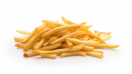 French fries on white background, generative ai