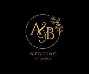 Vector AB initial wedding monogram logo, wedding logo design, custom wreath wedding logo