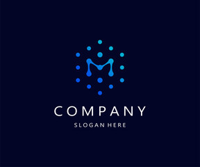 Letter M logo design technology logo vector