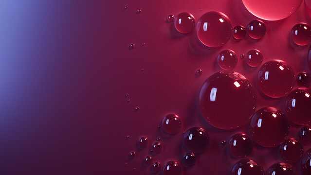 Maroon and Blue Background with Water Droplets on Surface. Contemporary Wallpaper with Copy-Space.