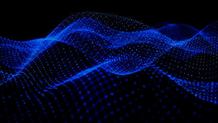 Smart Network and Connection Concept. Blue, Futuristic Digital Style. 3D Render.