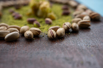 Ramadan Cuisine Background Photo, Traditional Turkish Pistachio Baklava, Üsküdar Istanbul, Turkey
