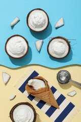 Summer dessert - ice cream, ice cream with coconut