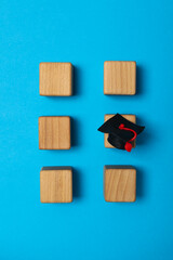 Graduation in high school and university concept, top view