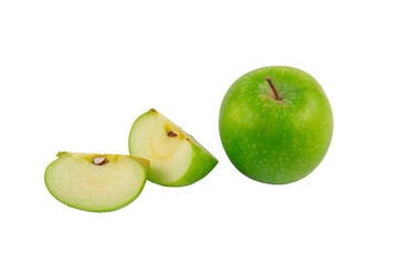 Fresh green apples isolated on transparent background