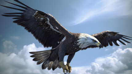 Fototapeta na wymiar Cybernetic bald eagle. Eagle with electronic modifications, spy davices in nature, generative ai