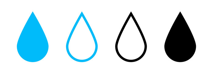 Water drops icon set. Water or rain drop vector icon illustration.