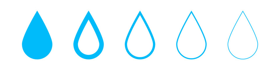 Water drops icon set. Water or rain drop vector icon illustration.