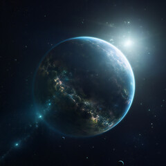 New planet discovered in space, similar to planet earth, possibly supporting life, generative AI