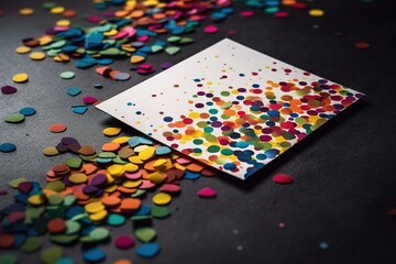 Confetti on blank page, Generative AI
