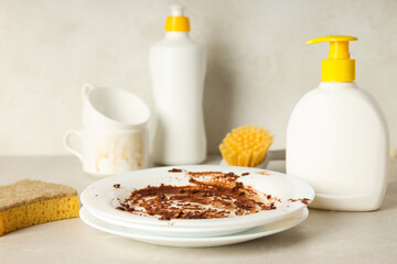 Detergent, accessories for dish washing and cleaning